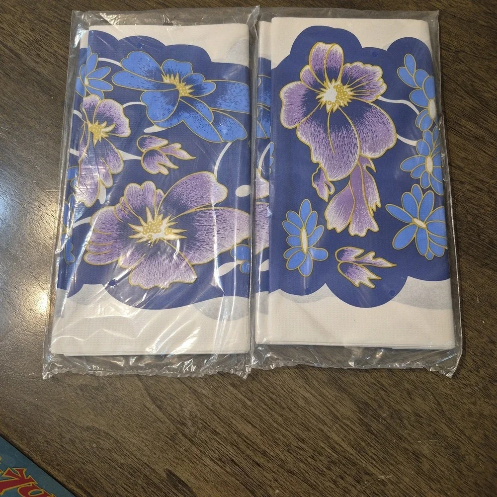 2 NOS VTG IRIS FLORAL 1991 Party House By Kara PAPER Tablecloth 54